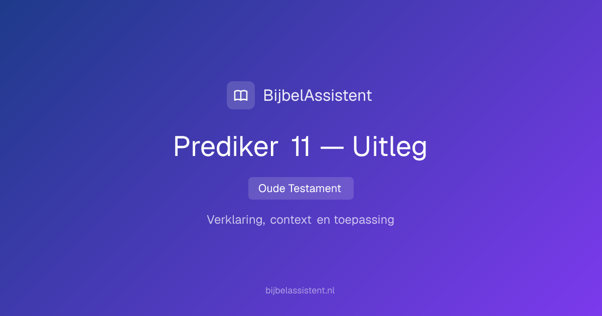 Prediker 11 — Samenvatting, Uitleg & Betekenis | BijbelAssistent