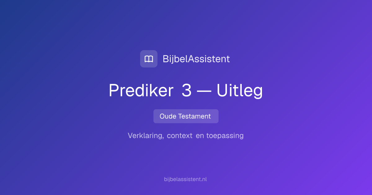 Prediker 3 — Voor Alles is er een Tijd: Uitleg | BijbelAssistent